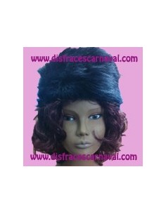 SOMBRERO RUSO ALTO PELUCHE NEGRO LARGO 2