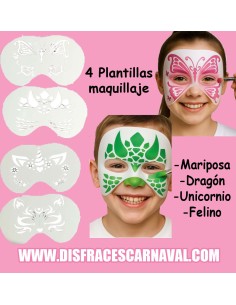 PLANTILLAS PVC 4 modelos PARA MAQUILLAJE FACIAL 5x13,5cm