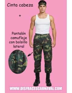 PANTALÓN CAMUFLAJE + CINTA CABEZA 6-8años