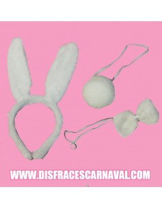 SET CONEJITO : OREJAS + POMPOM PAJARITA GRIS-BL / BL-BL 2