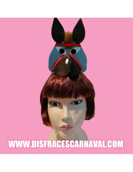 DIADEMA BURRO GRIS FIELTRINA CON CARA