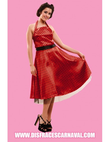 Vestido Pin Up Rojo Topos