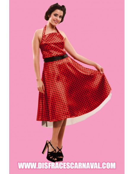 Vestido Pin Up Rojo Topos