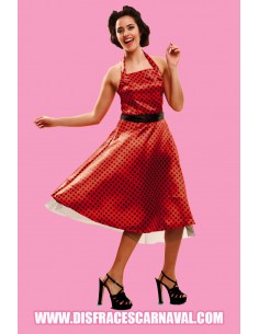 Vestido Pin Up Rojo Topos