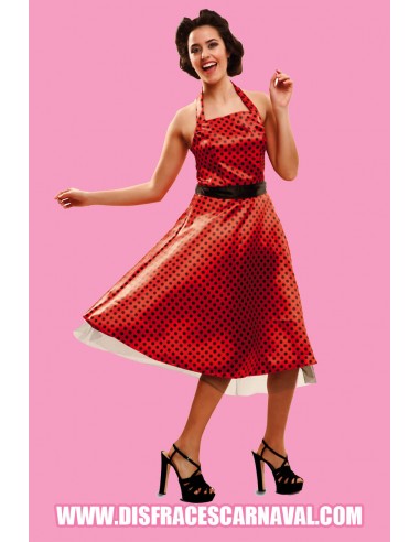 Vestido Pin Up Rojo Topos