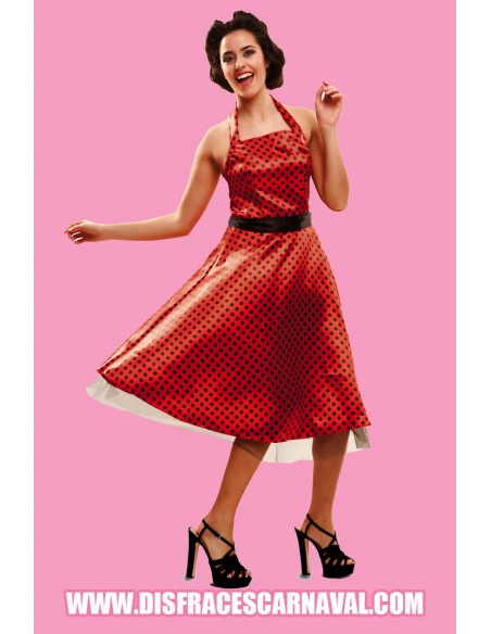 Vestido Pin Up Rojo Topos