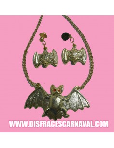 Collar y pendientes murcielagos