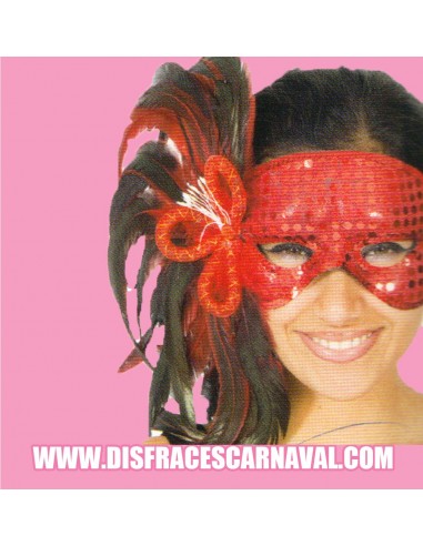 Colombina lentej rojo con plumas