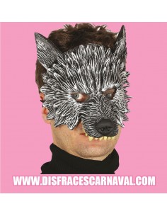 Media máscara lobo gris