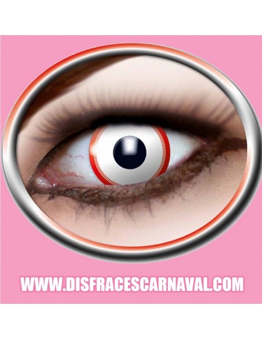 PAR LENTILLAS SAW BLANCAS CON BORDE ROJO 3 meses
